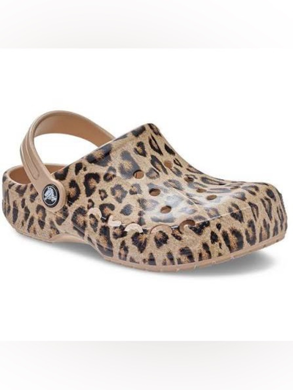 CROCS Women's Leopard Print Clog in Tan and Black